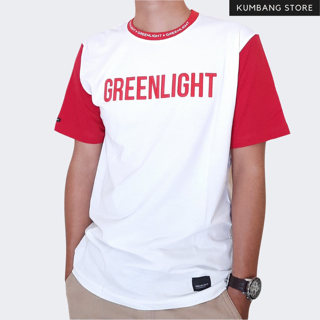 JUAL PAKAIAN ATASAN KAOS PRIA DISTRO GREENLIGHT PUTIH MURAH