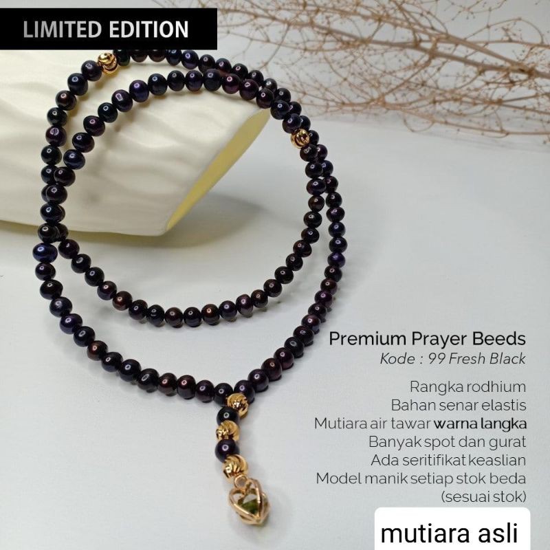 tasbih mutiara hitam asli bersertifikat original tasbeh terbaru bagus fresh black