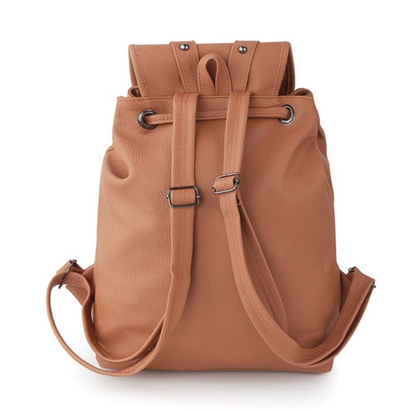 Tas Punggung Wanita Serut Backpack Ransel Korean Style Bahan Premium Semi kulit