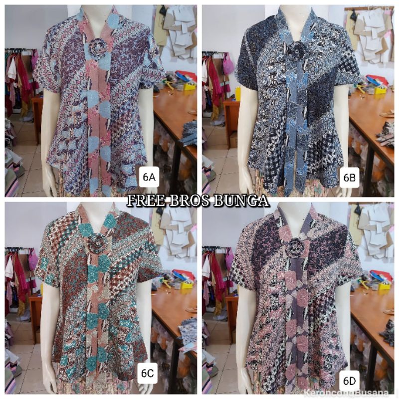 (ld100) Kebaya Floy motif lengan pendek bahan BSY foil. KeroncongBusana