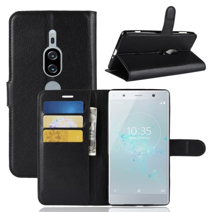 SS9506 - LITCHI FLIP LEATHER CASE XPERIA XZ2 PREMIUM BLACK
