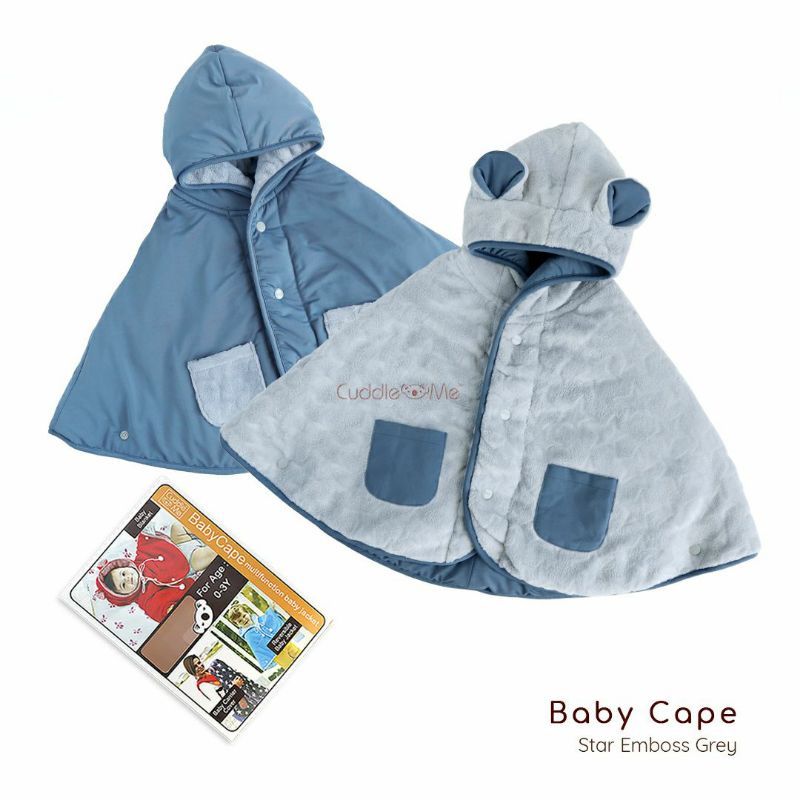 Jaket Anak CuddleMe BabyCape | Mantel Bayi Balita Cuddle Me Baby Cape | Grosir Cuddle Me BabyCape-Star Embos Grey