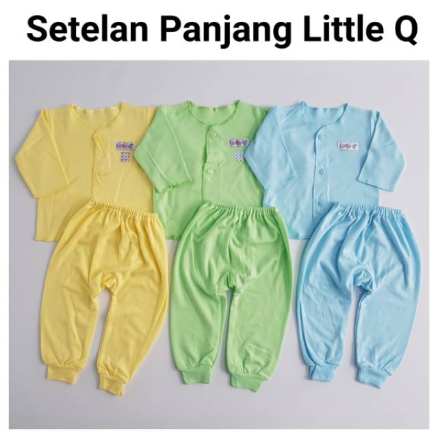 Setelan Piyama Bayi Panjang Polos Little Q Boy