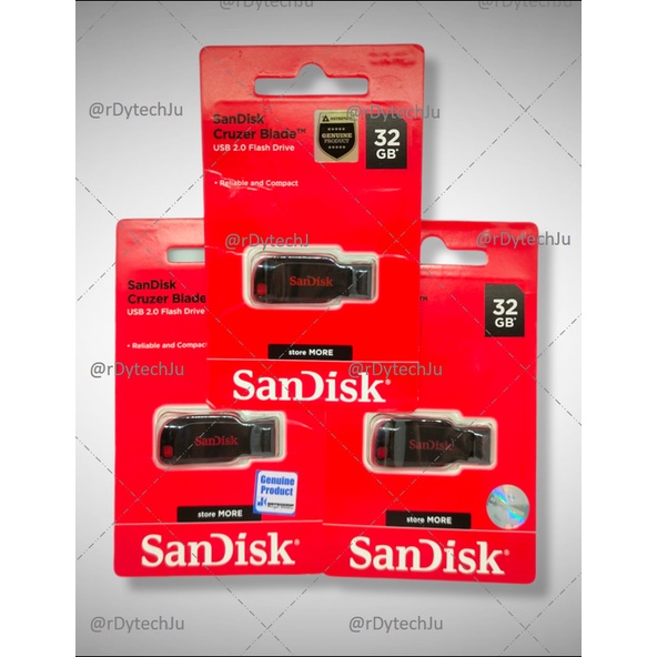 Flashdisk 16GB / 32GB Sandisk Cruzer Blade (CZ50) USB 2.0 ORIGINAL 100% ASLI (GARANSI 5 TAHUN)