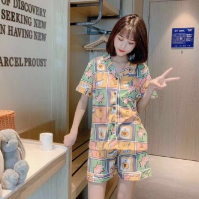 Baju Tidur Wanita Katun Karakter Halus Fashion Gemuk Panjang N9H8 Terbagus Adem Satin One Set Import