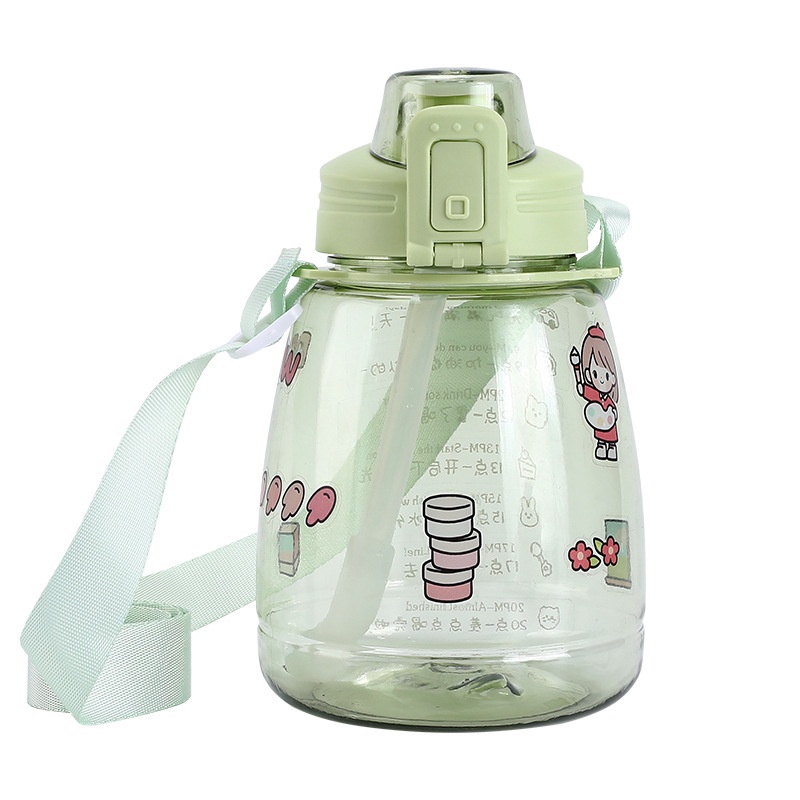 [littlecrab] Botol Minum 1.3L Viral Korea FREE STICKERS Botol Minum Ombre Gradasi Gendut Unik Botol Minum Kekinian Doff 1300ML Free Stickers-Transparan Hijau