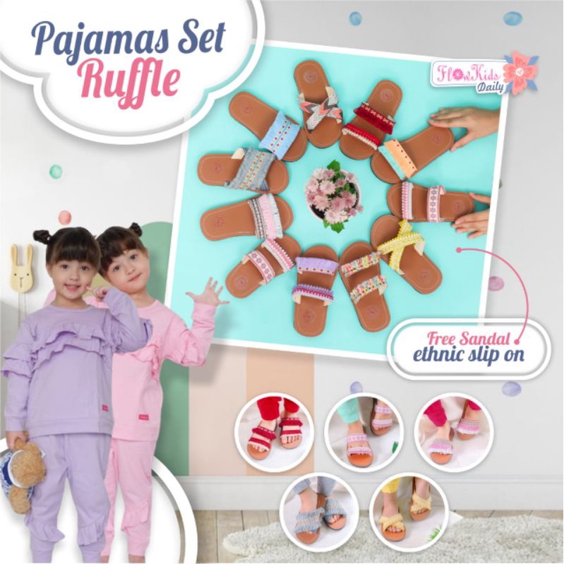 Afsheenastore Setelan Anak Perempuan Pajamas Set Ruffle