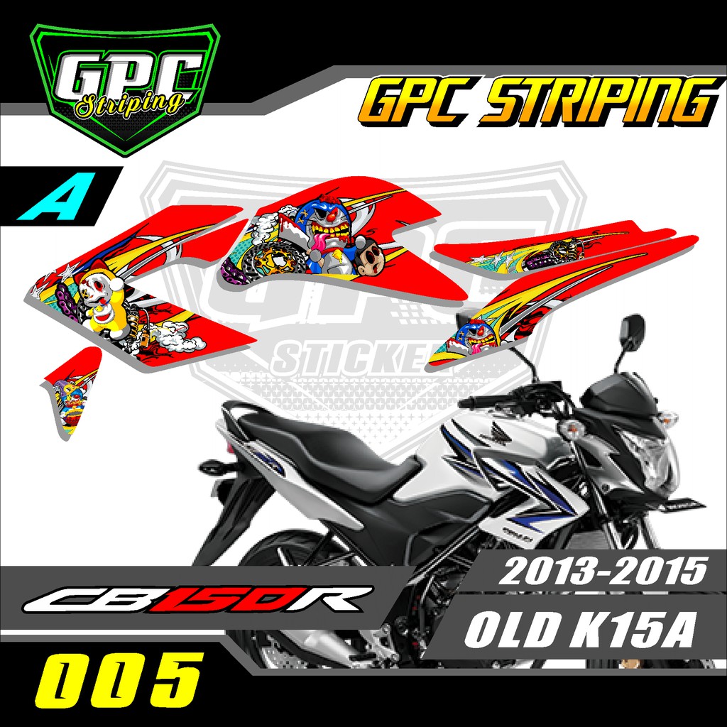 Striping cb150r OLD 2013-2015 Doraemon Zombie  - Stiker Variasi List Motor cb150r GPC-005