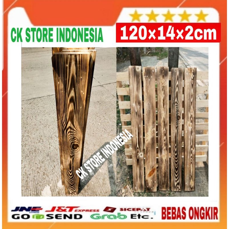 

Papan kayu jati Belanda motif bakar 120x14x2cm