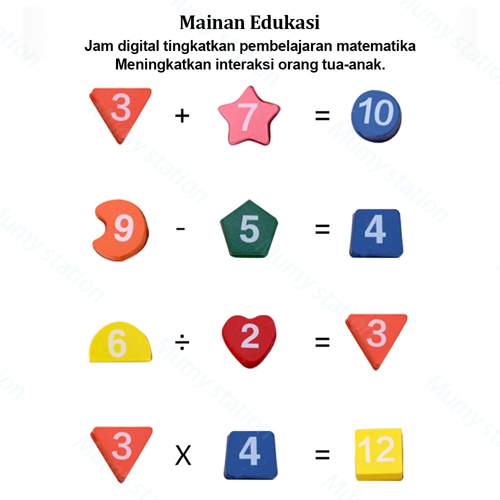 Mumystation beeded wooden clock Mainan Edukasi Jam Kayu mainan kayu montessori