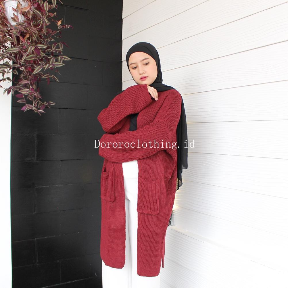 Long Kardigan Oversize Rajut Jumbo | Cardigan Tunik Jumbo Rajut Tebal