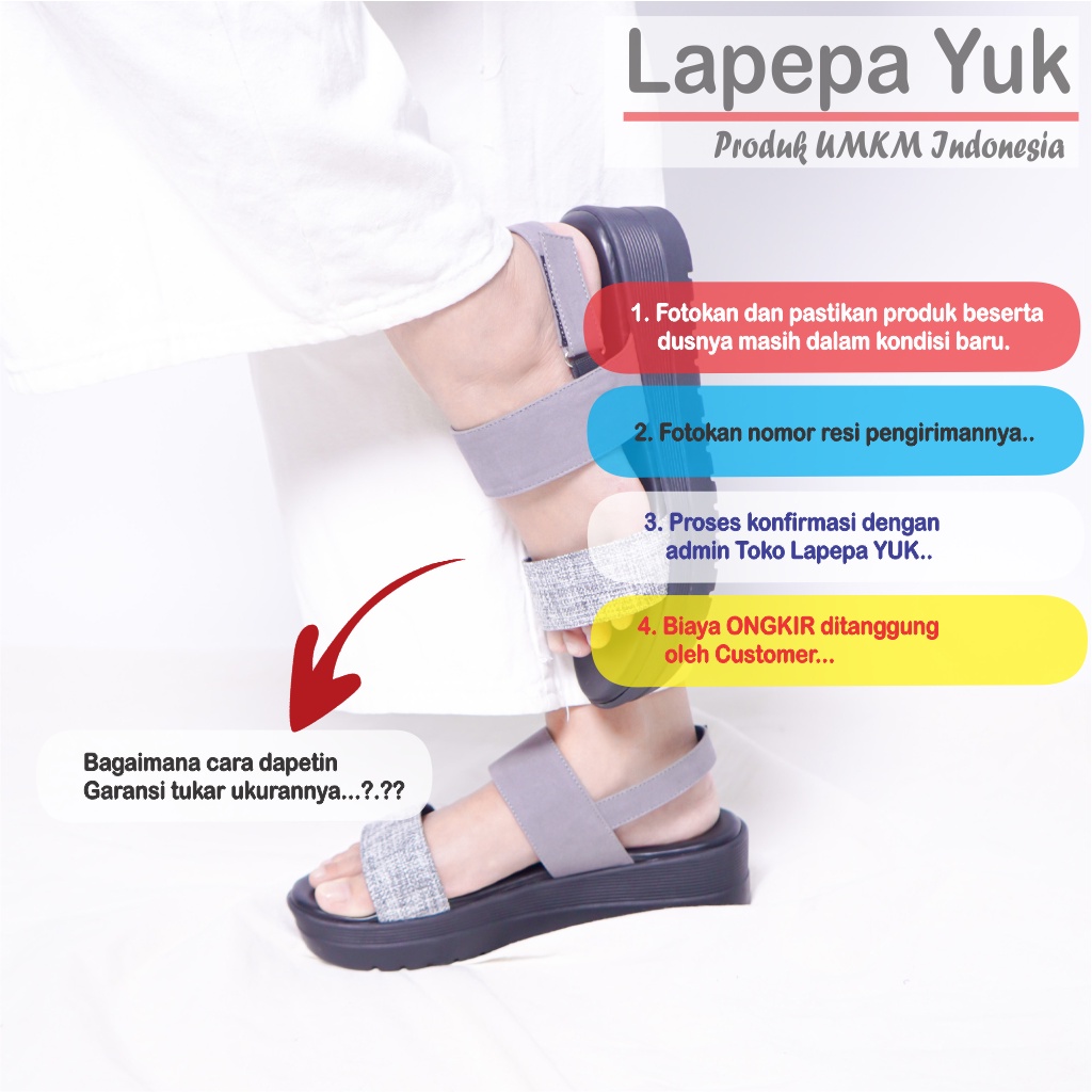 LAPEPA YUK -  Sepatu Sandal Wanita Wedges GHEA COLOR Model Ban dua Tali Strap belakang Hak Tinggi Sole 4 cm Spatu Sendal Gunung Cewek  Size 36 37 38 39 40 Warna GREY Abu-abu Cewe Kekinian Premium Terbaru Shoes Ori Original Mall Official Store Promo