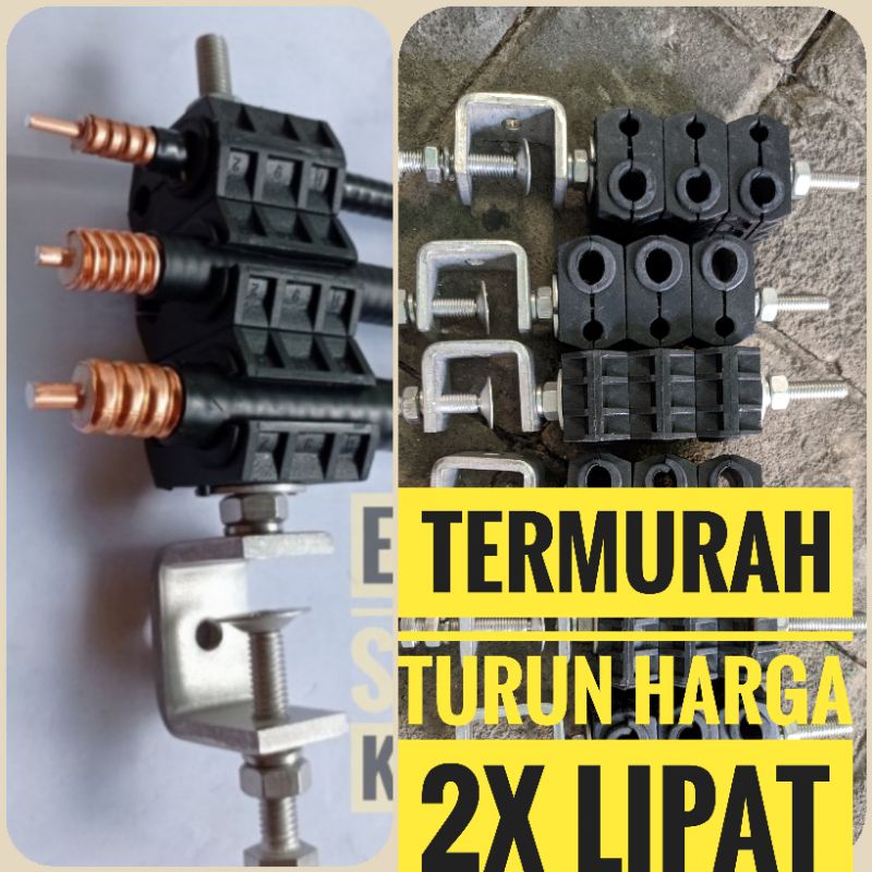 KLEM KABEL Pemancar Rg8 Heliax 5/8 4/8 1/4 Rg58 Rg6 5d isi 6 Kabel Lan Klamp Bahan Besi Galvanis Clamp cable