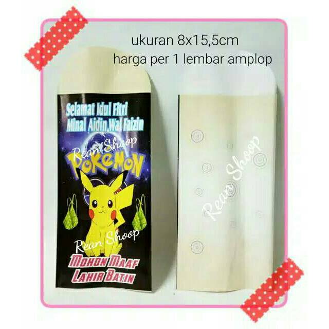 

Amplop angpao lebaran idul fitri karakter pokemon ukuran besar