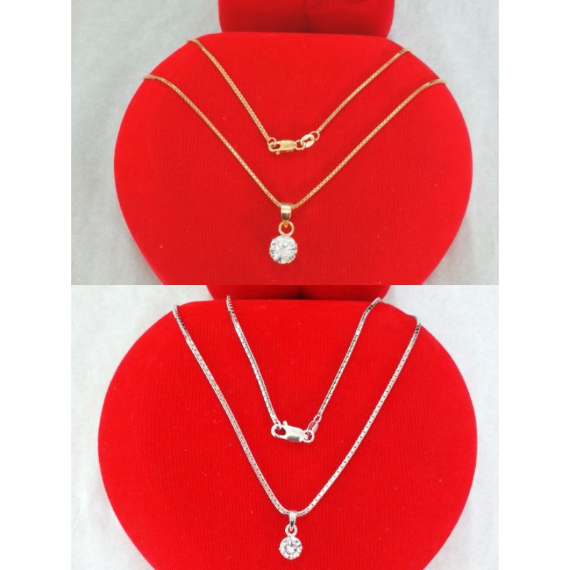 Kalung santa anak + Liontin Desi mata 1, perak 925, sepuh emas rosegold dan putih, 135.000/set