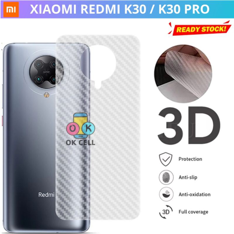 Back Skin Carbon Xiaomi Redmi K30 / K30 Pro K30pro Garskin Karbon Fiber Anti Gores Belakang Premium