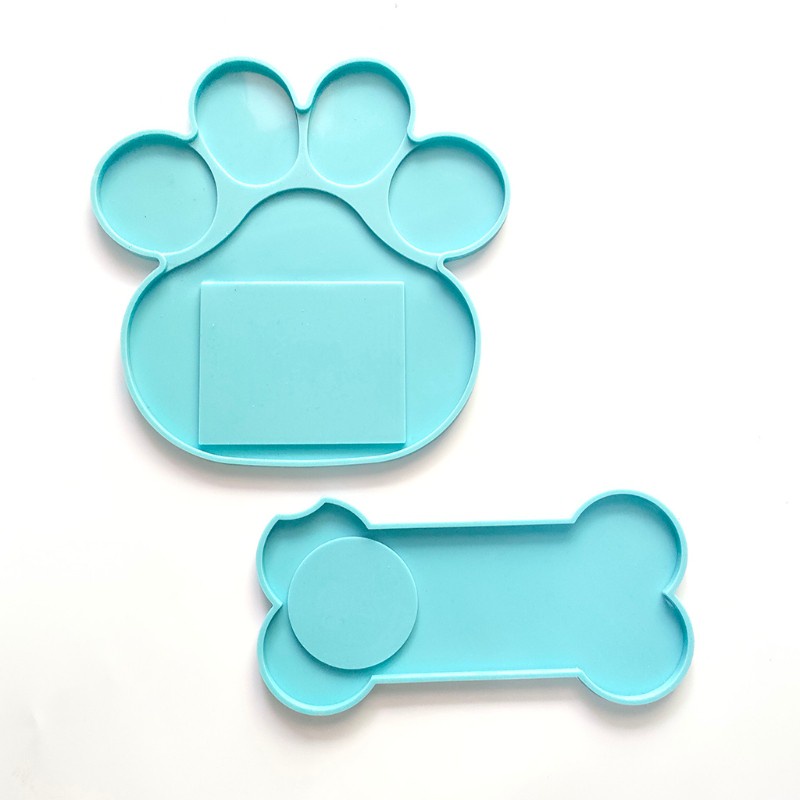 Glitter Memorial Pet Tombstone Mold Dog Bone Paw Shape Epoxy Resin Casting Silicone Mold