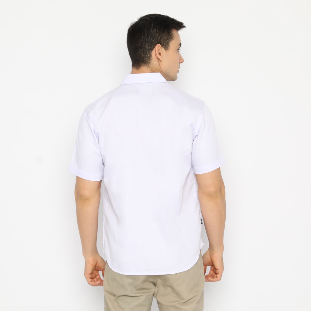 RS31 Baju Kemeja Atlanta Shirt White - Kemeja Pria Polos Lengan Pendek Warna Putih, Baju Kerja, Kantor Ukuran Super Big Size/Jumbo Putih