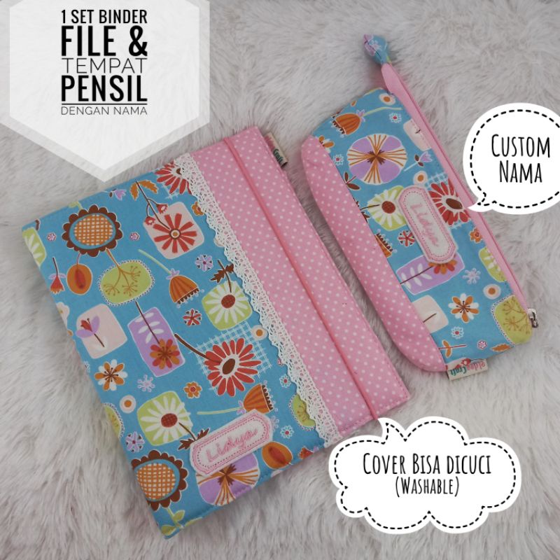 

Paket Binder File dan Tempat Pensil Custom Nama Binder campus Dompet Pensil Pouch Pensil