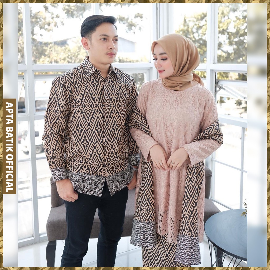 Couple Batik Wajik Lupita Brokat Lengan Panjang . Kebaya Couple Kondangan