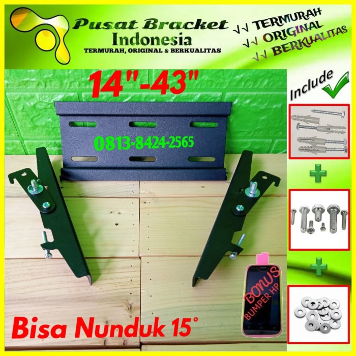 Bracket TV 14&quot; s/d 43&quot; Universal Bisa Nunduk | SUPER TEBAL | IZ.PN-001