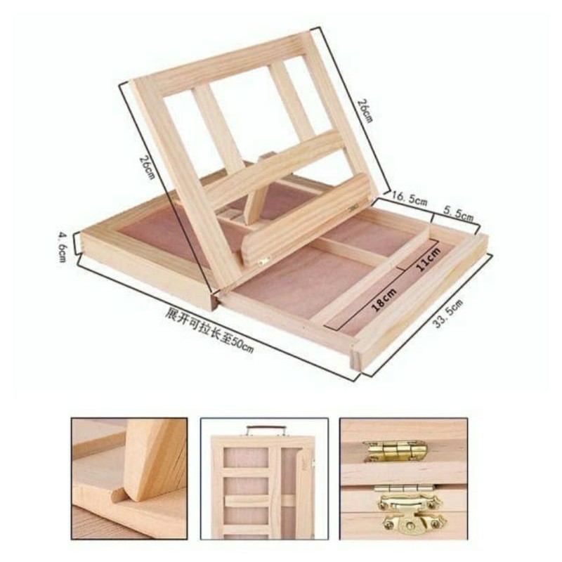 ( Custom Alat Lukis ) Easel Meja / Dudukan Kanvas / Tempat Penyangga Kanvas Wooden WE0023