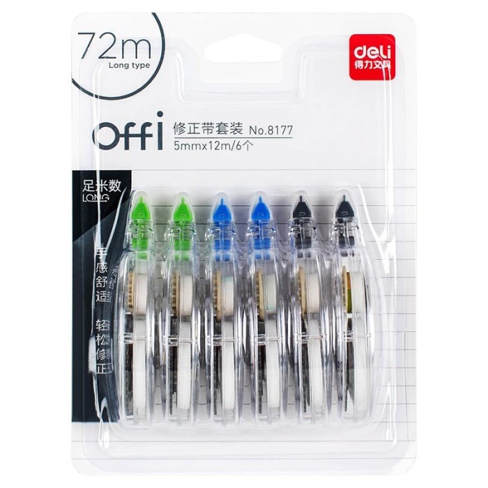 

TULIS-ALAT- DELI 8177 CORRECTION TAPE WHITE 6 PCS -ALAT-TULIS.