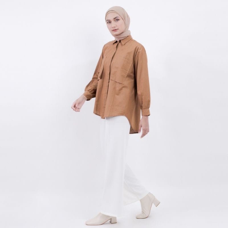 Tq88indonesia Fashion  Kemeja Linen Wanita Kekinian Terbaru / Kem Jazlyn LINEN Oversize Shirt / Blus  / Baju Atasan Wanita Terbaru / Ootd / Baju Santai Wanita / Kemeja Polos Wanita