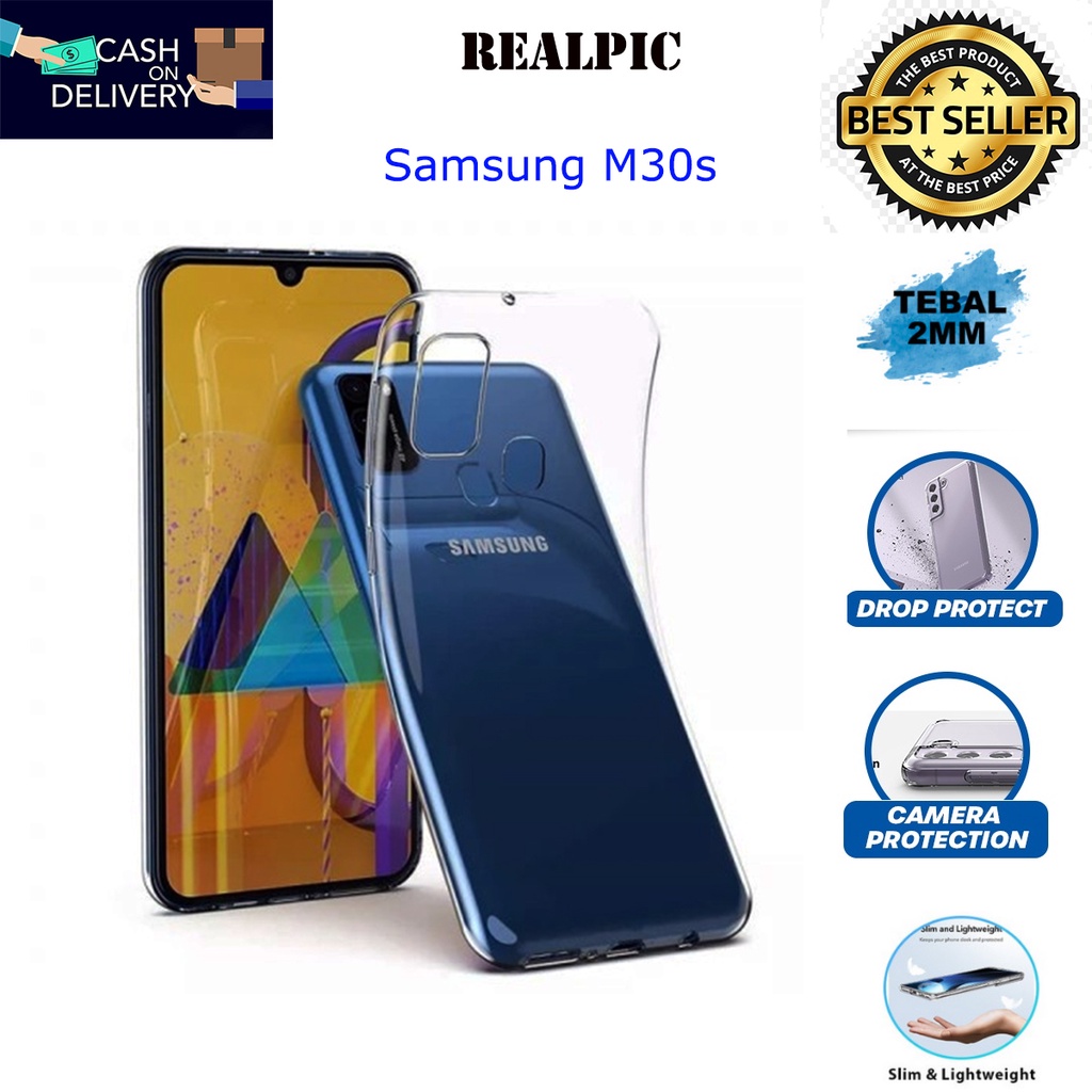 Case Samsung Galaxy M30s Casing Clear HD KETEBALAN 2MM BENING TRANSPARAN TPU Premium Softcase