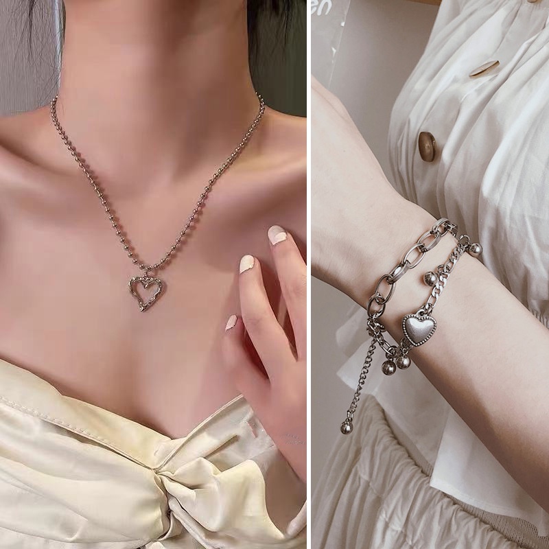 Korean Style Elegant Necklace Bracelet Set Pearl Checkerboard DIY Jewelry Set Women Fashion Accessories