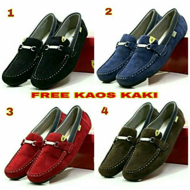 Promoo !!!! Sepatu slip on pria ferarri casual slop formal kerja kantor kulit asli santai kuliah 4.5