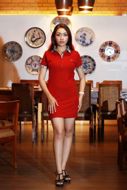 Loyal Dress Polo Batik Merah Modern Wanita M L XL XXL