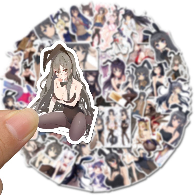 50pcs Anime Bunny Girl Beauty Girls Stickers for Mobile Phone Laptop Luggage Guitar Skateboard Bike Waterproof Stickers