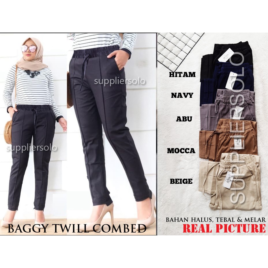 BAGGY PANTS TWILL COMBED PREMIUM GRADE A ( HALUS DAN TEBAL ) UKURAN XL DAN JUMBO