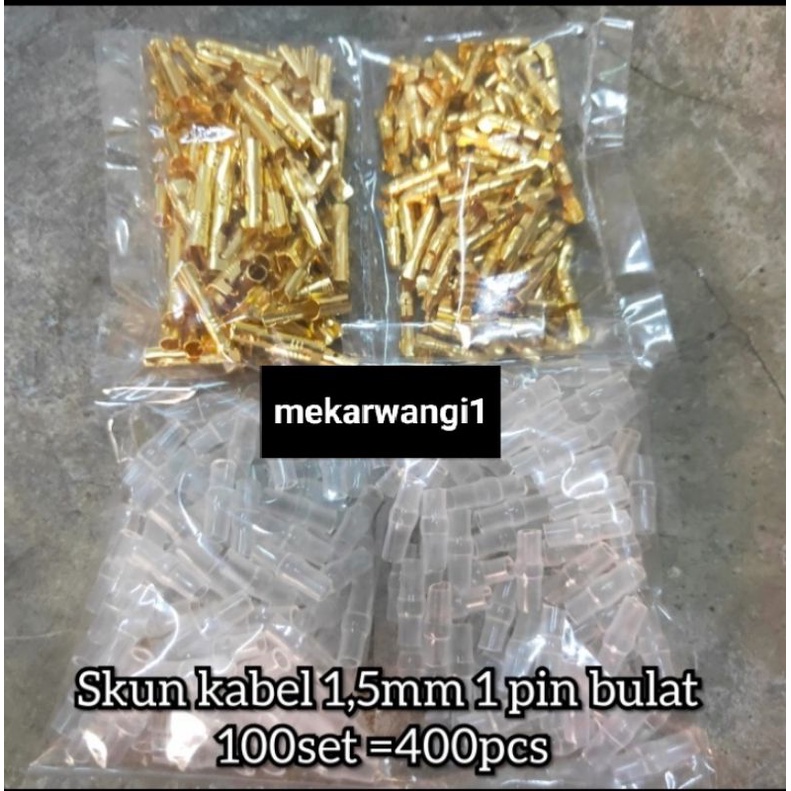 Skun kabel 1,5mm 1 pin bulat 100sett 400pcs male female