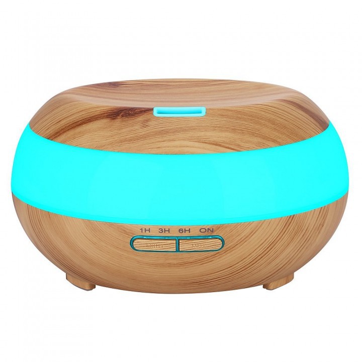 H24 Wooden Humidifier Aroma Diffuser 7 Color LED Light 300ml Brown