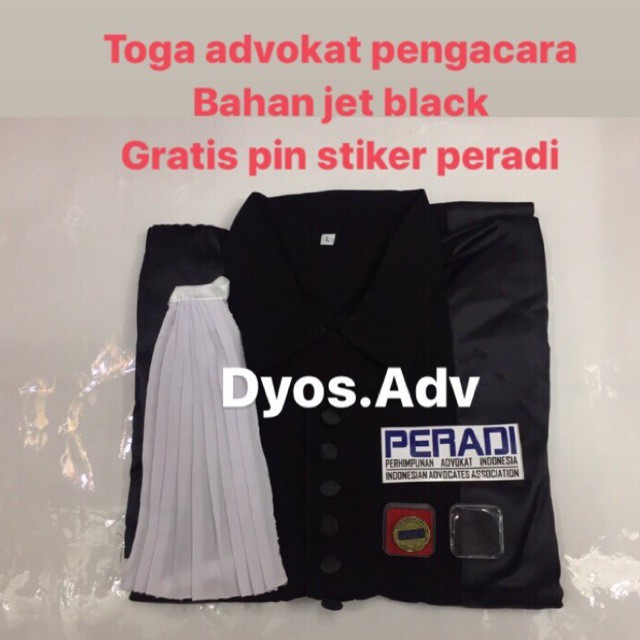 Toga Advokat toga pengacara dan jaksa bahan Jet Black gratis pin stiker peradi