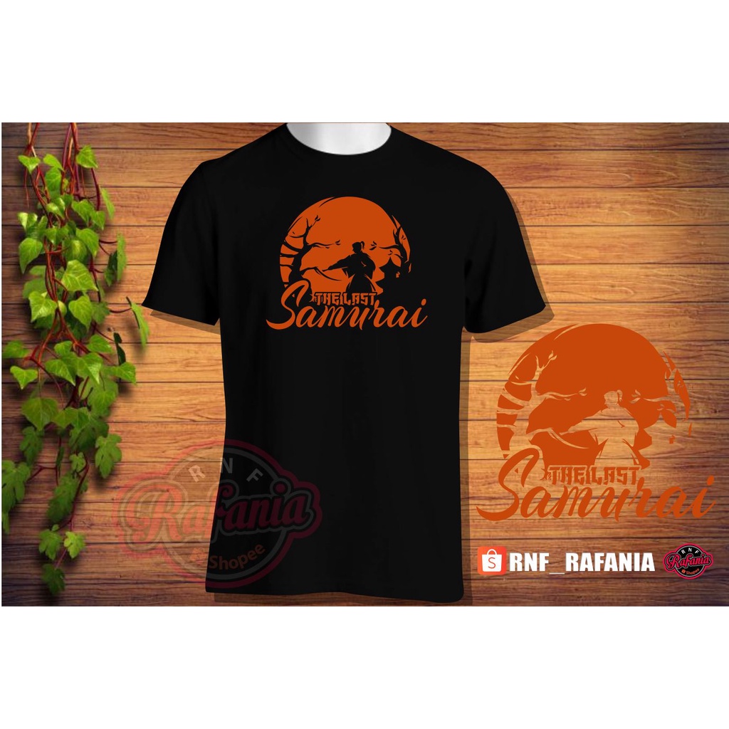 Kaos Hitam Motif Samurai jepang The Last Samurai Cotton Combed 30s Lengan Pendek pria wanita