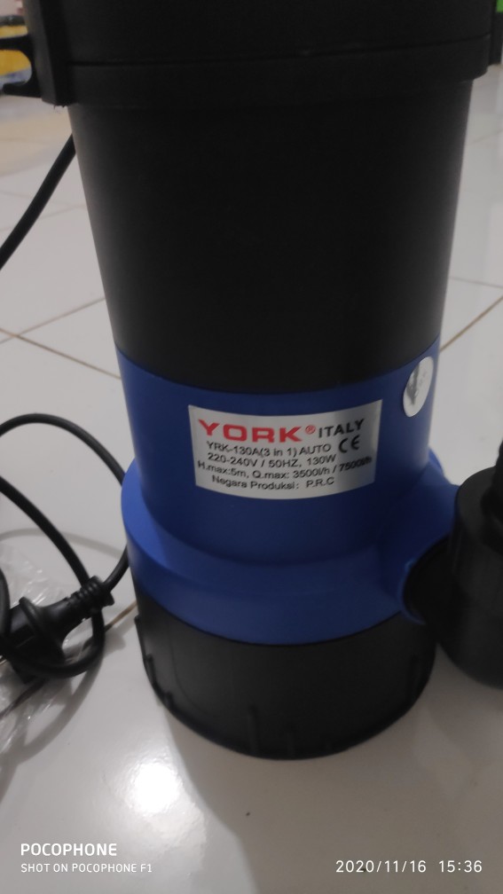 Pompa Celup York - 130 A (3 In 1 ) Pompa Taman - Pompa Kolam Ikan– 220v – 130w - Otomatis