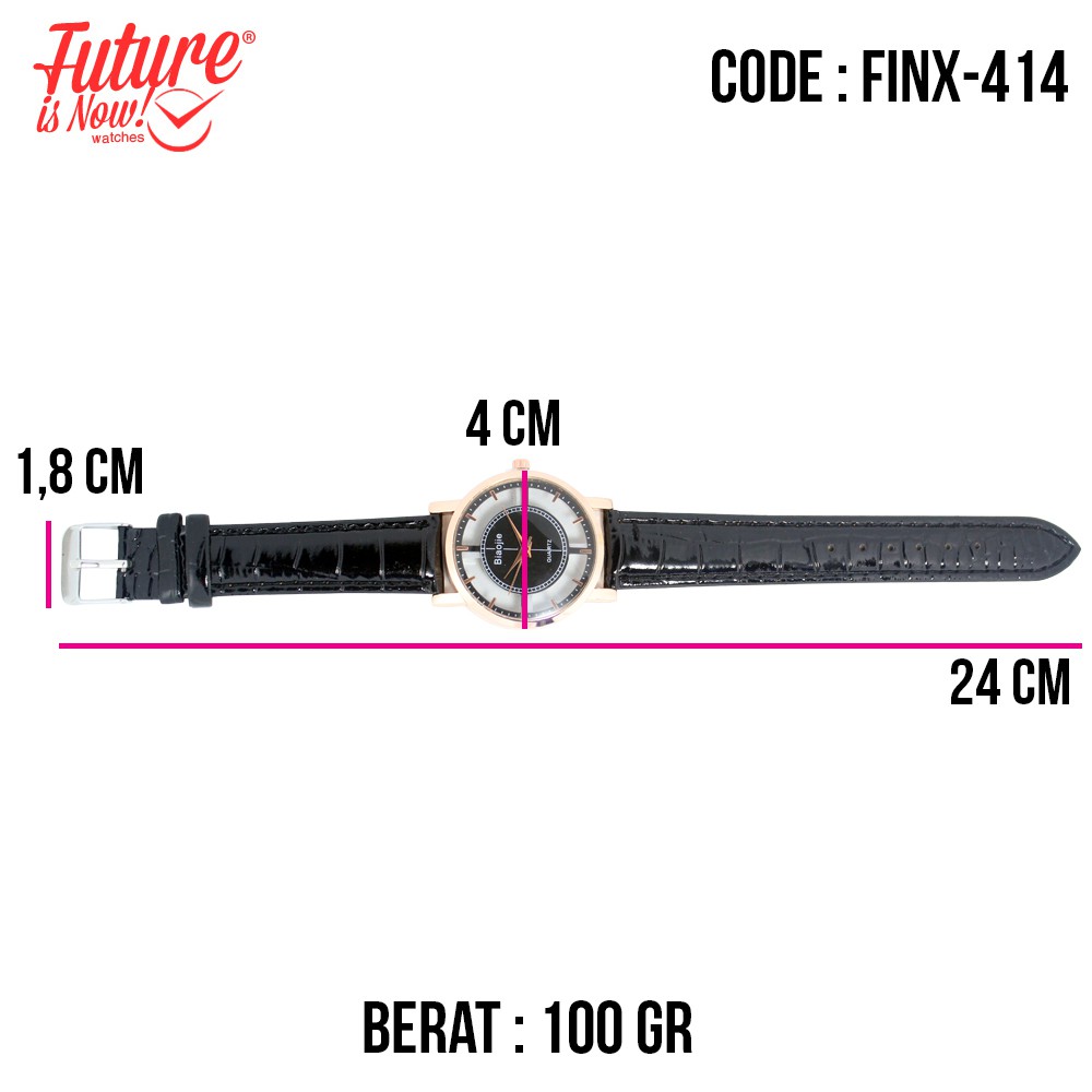 FINX-414 - Jam tangan fashion wanita analog - leather strap - 4 pilihan warna