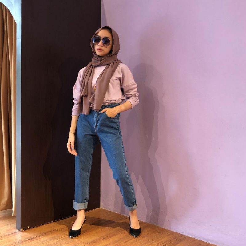  BOYFRIEND  JEANS PLAIN DARK Shopee Indonesia