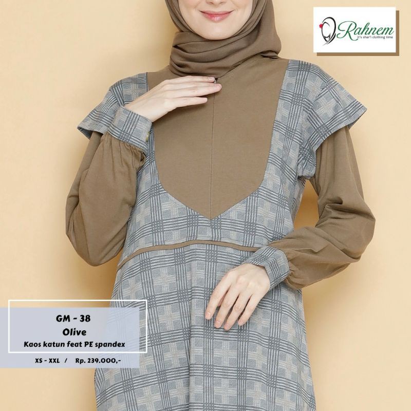 Gamis Busui - Gamis elegant Rahnem GM 38 - Gamis Kotak-kotak - Original Rahnem