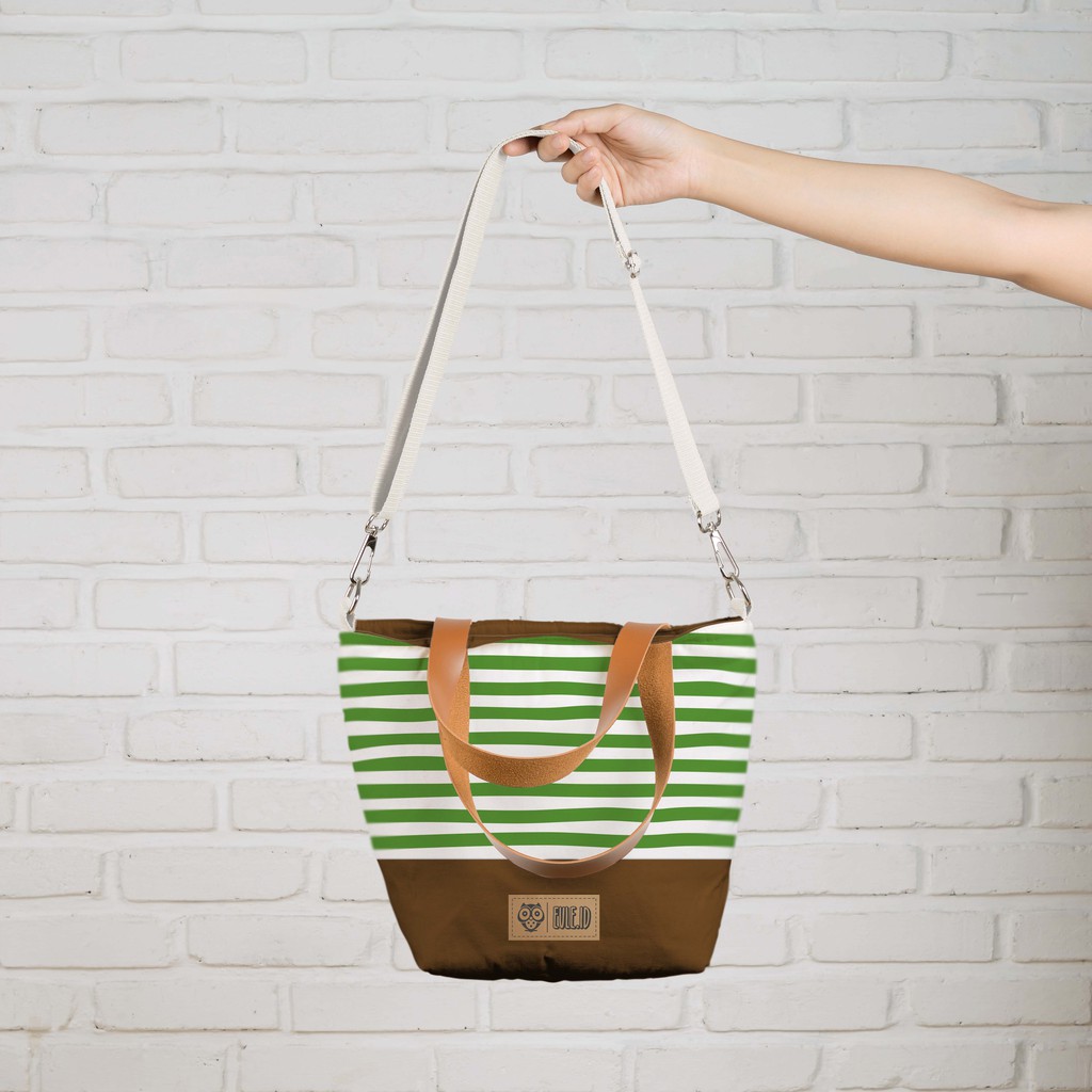 Sling Bag Kanvas Stripe Hijau