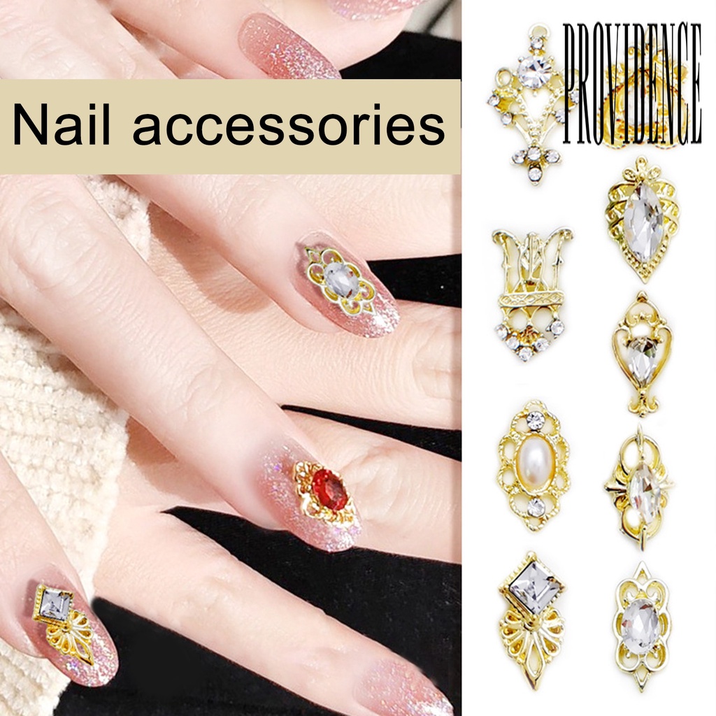 Providence 10Pcs / Set Hiasan Kuku 3D Gaya Retro Aksen Kristal Imitasi Untuk Nail Art / Manicure