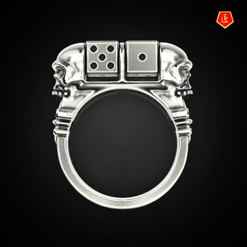 [Ready Stock]Creative Skull Dice Ring Vintage Punk Style