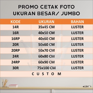 Image of Cetak Foto Ukuran Besar | 14R 16R 16RP 20R 20RP 24R 24RP 30R | Request Ukuran Jumbo | Custom Foto Besar | Cuci Foto Jumbo | Bahan Luster Premium