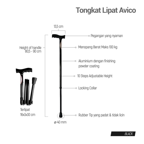 TONGKAT LIPAT KAKI 1 / ALAT BANTU JALAN / Tongkat Orang Tua