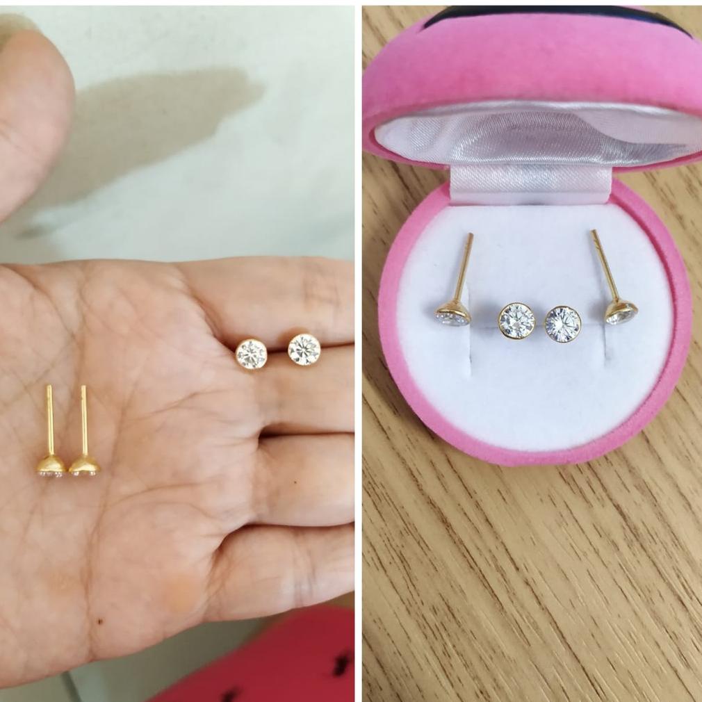 Giwang Mata Burung Perak Asli Lapis Emas 24K S925 Cc286