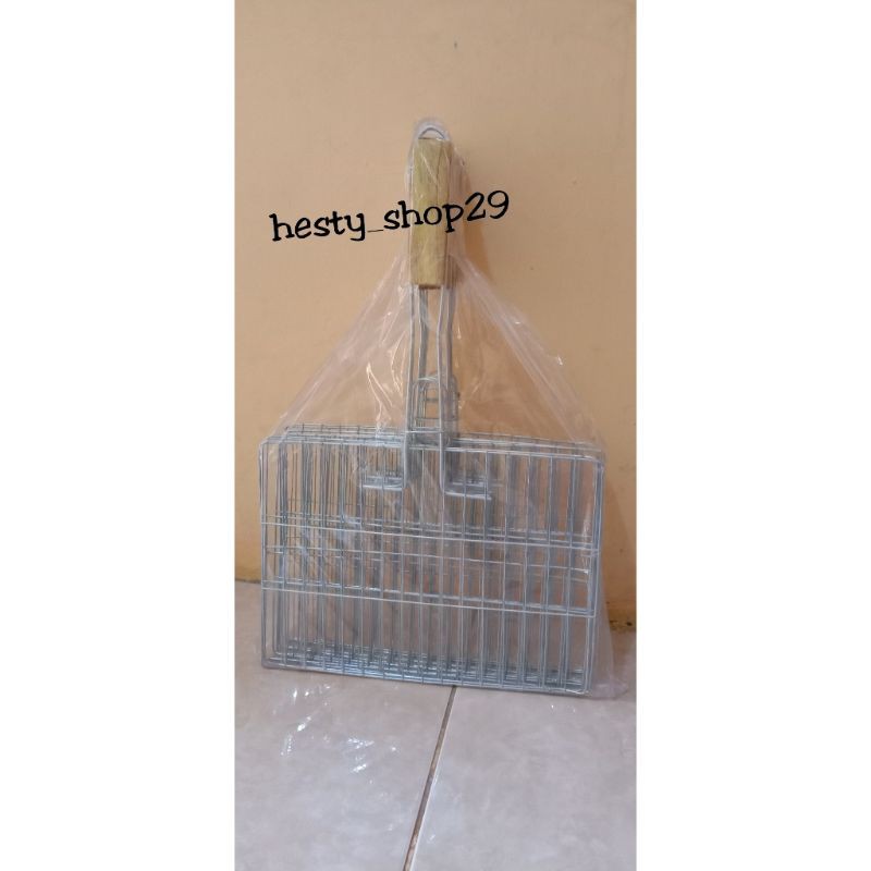 Alat panggang - Panggangan Ikan Ayam Bakar Sate Panggangan Jepit Stainless Besi Kawat Bara Arang