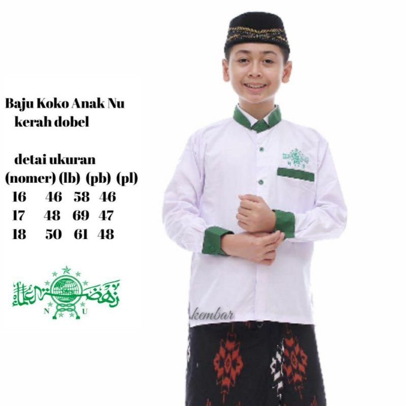 koko anak 8-15 thn // Baju koko NU anak remaja SD SMP // Koko Anak Lengan Panjang